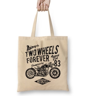 Two Wheels Forever Motorcycle Bez Çanta Uzun Saplı