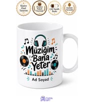 Müziğim Bana Yeter Yazılı Komik Kupa Bardak Müzik Severlere Hediye