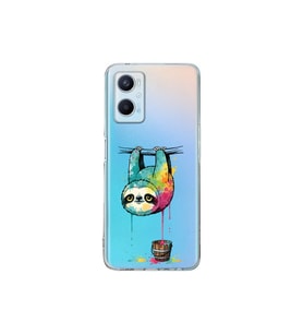 OPPO A96 ile Uyumlu Splash Tembel Hayvan Tasarımlı Şeffaf Silikon Kılıf
