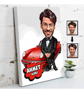 Yakışıklı ve Zengin Karikatürlü Kanvas Tablo