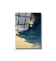 Dikey Cam Tablo Salon Duvar Tablosu Dikey Cam Mitolojik Ejder Yeni Ev Hediyesi Ofis Tablosu
