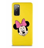 Samsung Galaxy S20 FE Soft Premier Kapak Minnie Mouse-C Tasarımlı Silikon Kılıf - Sarı (Şeffaf)