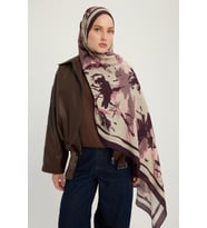 Schaless Özgür Fırçalar - Camel - Vierra Desenli Viskon Şal - 70x190 Cm (Vizon)