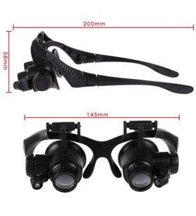 Gözlük Modeli 10X 15X 20X 25X Lens 2 Led Işıklı Büyüteç
