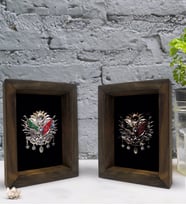 Bk Gift Osmanlı Arması Tasarımlı Dekoratif 2'li Doğal Masif Ahşap Çerçeve 15x20cm-1 (Beyaz)