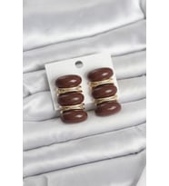 Kahverengi Vintage Model Gold Renk Kadın Küpe - TJ-BKP11677