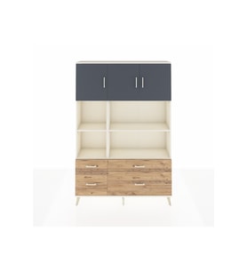 Arges Dolap 8 Raflı 4 Çekmeceli 3 Kapaklı 132x30x195 Aytaşı-Antrasit/Çam