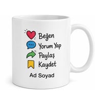 Sosyal Medya Fenomeni Arkadaşa Beğen Yorum Yap Kaydet Kupa Hediye Bardak