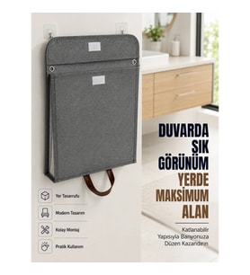 Mey İthalat® Katlanır Duvar Askılı Çamaşır Sepeti Geniş İç Hacimli Banyo Düzenleyici