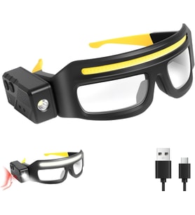 Hareket sensörü ve dokunmatik kontrollü LED Koruycu güvenlik Gözlük, Gece Koşusu, Kamp, Balıkçılık, Bisiklet, Yürüyüş, kitap Okuma Eller Serbest Aydınlatma için 5 modlu USB C ışıklı (sarı)