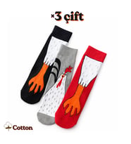 Carnaval Socks 3lü Tavuk Ayaklı Eğlenceli Çorap Seti