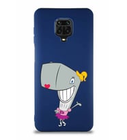 Xiaomi Redmi Note 9 Pro Soft Premier Kapak Pearl Yengeç Tasarımlı Silikon Kılıf - Lacivert (Şeffaf)