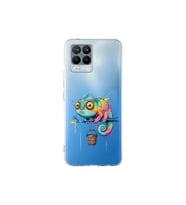 Realme 8 Pro ile Uyumlu Splash Bukalemun Tasarımlı Şeffaf Silikon Kılıf
