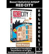Eğitici Eğlenceli El Göz Koordinasyonu Hayalgücü Kontsantrasyon 100 Parça AHŞAP BLOKLAR RED CITY