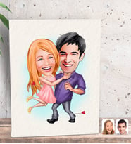 BK Gift Kişiye Özel Sevgililer Karikatürlü Dekoratif Mini Kanvas Tablo 15x20cm-3