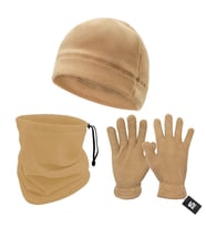 3'lü Kışlık Set Polar Bere, Eldiven, Boyunluk - Warm - Kum - (SBLN.008)