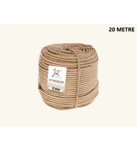Jütburada Jüt Halat 6 mm 20 Metre Hasır Dekor Süsleme İp