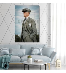 Tekli Dikey Kanvas Duvar Tablosu Elleri Ceplerinde Atatürk
