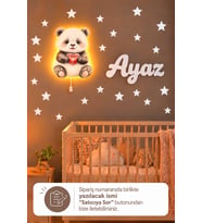 Ahşap Panda Lamba & Işıksız İsimlik Seti – İsimli Bebek ve Çocuk Odası Dekoru