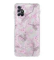 Samsung Galaxy M51  Kamera Korumalı Kapak Floral Pudra Tasarımlı  Şeffaf  Kılıf
