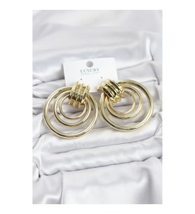 Mey İthalat® Pirinç Gold Renk Halka Model Vintage Kadın Küpe