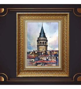 Gold Altın Kalın Çerçeveli Paspartulu Tablo s1434