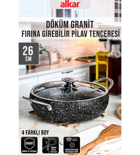 Dayanıklı Döküm Granit Pilav Tenceresi, Fırına Uygun, Yanmaz ve Yapışmaz