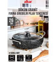 Dayanıklı Döküm Granit Pilav Tenceresi, Fırına Uygun, Yanmaz ve Yapışmaz