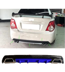 Chevrolet Aveo Sedan Mavi Difüzör Çiftli Kare Egzoz Görünümlü D Tip Difizör 2012 - 2016