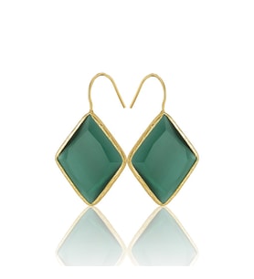 Kadir Jewellery 22 Ayar Altın Kaplama Vintage Küpe -El İşçiliği Ve Hipoalerjenik Küpe (K.Yeşil)