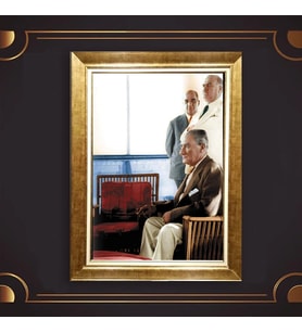 Özel Seri Paspartulu Çerçeveli Atatürk Tablo l391 (Gold)