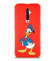 Oppo Reno 2Z Soft Premier Kapak Donald Duck-C Tasarımlı Silikon Kılıf - Kırmızı (Şeffaf)