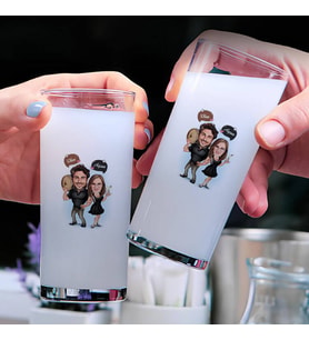 İçmeyi Seven Çift Karikatürlü İkili Rakı Bardağı Seti