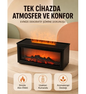 Alev Efektli Hava Nemlendirici Aromaterapi Difüzörü Uzaktan Kumandalı 250 ML