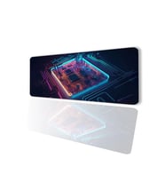 SonicTouch Neon Işıklı Çip Devre Kaymaz Gaming Oyuncu Dikişsiz Mavi Pembe Klavye Mouse Pad 32x70Cm (Siyah)