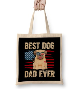 Best Dog Dad Ever Köpek 08 Bez Çanta Uzun Saplı