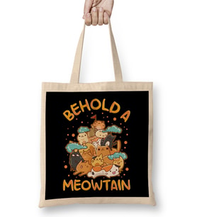 Funny Behold A Meowtain Cat Mountain Kitty Pun Bez Çanta Uzun Saplı