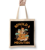 Funny Behold A Meowtain Cat Mountain Kitty Pun Bez Çanta Uzun Saplı