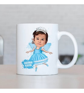 Kişiye Özel Melek Kız Karikatürlü Kupa Bardak