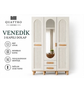 VENEDİK 3 KAPAKLI DOLAP--%100 MDF