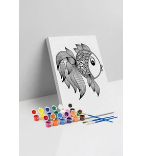 Balık Desenli Mandala Tuval Boyama Seti 40x50 cm