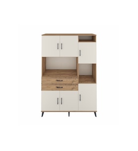 Hyperion Dolap 9 Raflı 2 Çekmeceli 6 Kapaklı 132x44x195 Çam-Aytaşı/Çam
