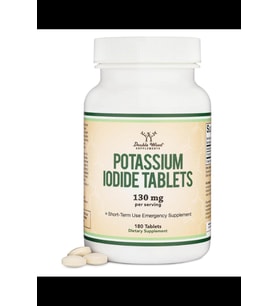 Double Wood Potassium Iodide 130mg Tablets - Emergency Use for Exposure - 180 Tablet, 3 Aylık Tedarik.3934 (Renksiz)
