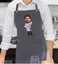 BK Gift Kişiye Özel Erkek Chef Karikatürlü Profesyonel Antrasit Mutfak Önlüğü, Aşçı Önlüğü, Şef Önlüğü, Arkadaşa Hediye-20
