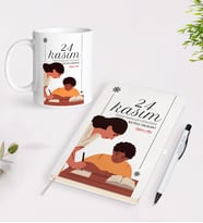 BK Gift Kişiye Özel İsimli Öğretmenler Günü Tasarımlı Defter Kalem Kupa Hediye Seti - 5, Öğretmene Hediye, Öğretmenler Günü