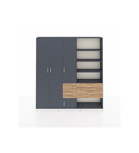 Arges Dolap 14 Raflı 4 Çekmeceli 4 Kapaklı 220x30x243 Antrasit-Antrasit/Çam