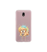 Samsung Galaxy J7 Pro ile Uyumlu Splash Köpek Tasarımlı Şeffaf Silikon Kılıf