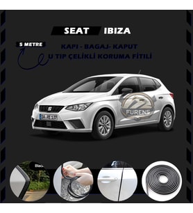 Seat Ibıza Oto Araç Kapı Koruma Fitili 5metre Parlak Siyah Renk