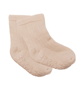 Unisex Bej Love Kaydırmaz Taban Polar Çorap