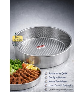 Paslanmaz Çelik Çiğ Köfte Tepsisi 8 CM Derinlik NO : 2 ÇAPI: 40 CM